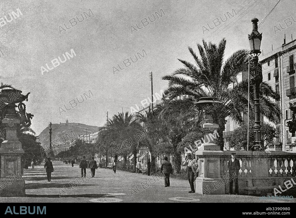 Barcelona. Vista del Paseo Colón. Finales del siglo XIX. Cataluña.