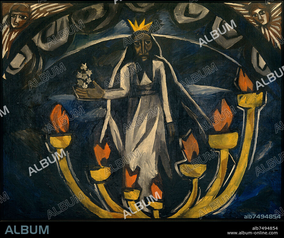NATALIA SERGUEIEVNA GONTCHAROVA. Gontscharowa, Natalja Sergejewna 1881-1962. "Ältester mit sieben Sternen (Apokalypse) ", 1910. Öl auf Leinwand, 147 × 188,5 cm. Inv. Nr. Sch.-1585 (1989). Moskau, Staatliche Tretjakow-Galerie.