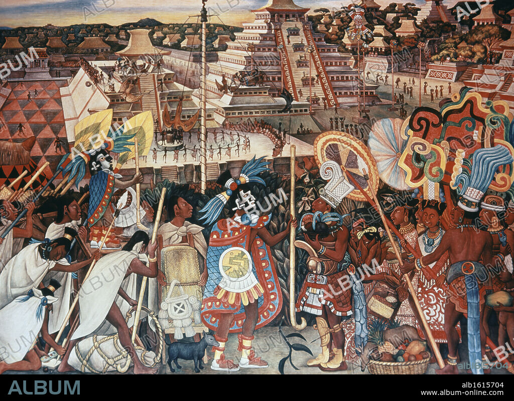 Totonaca Civilization, Great Pyramid Of Tajin by Diego Rivera, Fresco, 1950, 1886-1957, Mexico, Mexico City, National Palace.