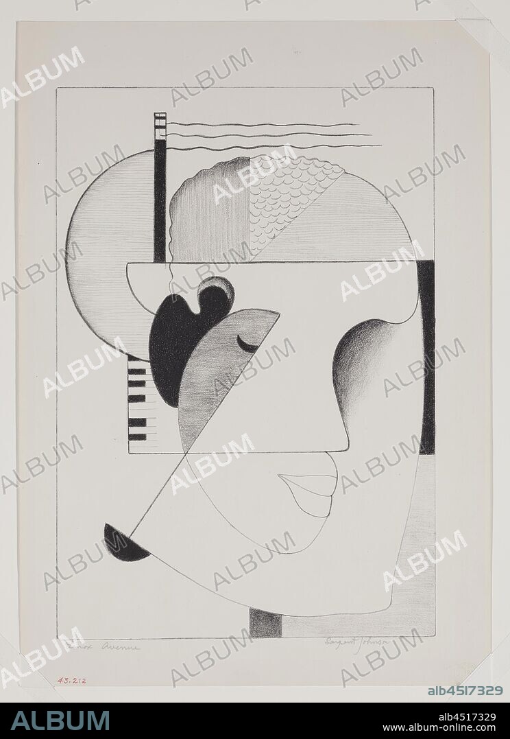 Sargent Claude Johnson, American, 1888-1967, Lenox Avenue, ca. 1938, lithograph printed in black ink on wove paper, Image: 12 1/2 × 8 5/8 inches (31.8 × 21.9 cm).