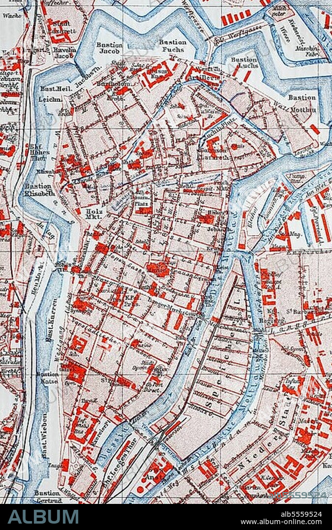 Stadtplan, 1892: Danzig, now Gdansk, Poland, Polen, digital restaurierte Reproduktion einer Originalvorlage aus dem 19. Jahrhundert, Europe.