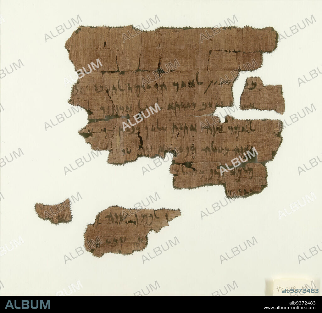Papyrus Fragments Inscribed in Aramaic, Papyrus, ink, May 1, 446 B.C.E., probably, Late Period, Glass: 8 13/16 x 9 15/16 in., 22.4 x 25.3 cm, 5th Century BC, papyri, pieces, text.