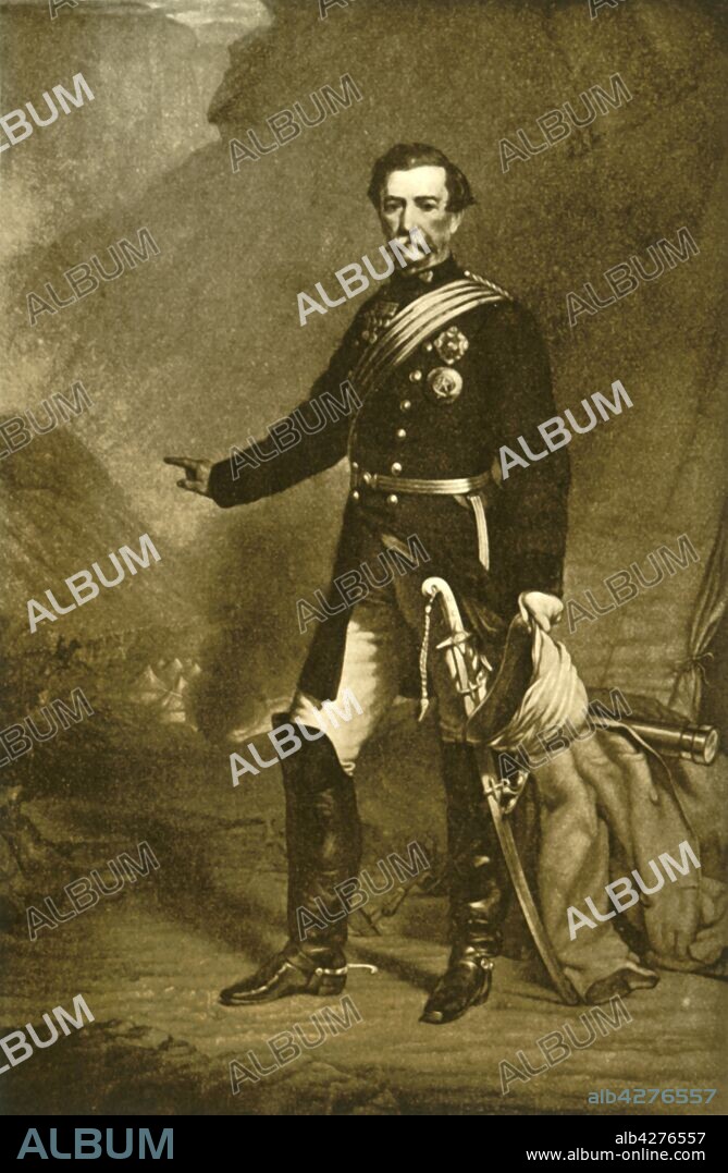 'Lord Napier Of Magdala', 1860s, (1901). Portrait of British soldier Robert Cornelis Napier, Baron Napier of Magdala (1810-1890). Napier was commissioned in the Bengal engineers in 1826. He served in the first and second Sikh Wars and helped in the relief of Lucknow in 1858 during the Indian mutiny. In 1867-68 he commanded what was regarded as a textbook campaign to free British prisoners in Ethiopia, culminating in the capture of Magdala, for which he was raised to the peerage. He went on to become commander in chief of the forces in India in 1870 and in 1876 was made Governor of Gibraltar. From "The Life and Deeds of Earl Roberts, Vol. II. - To The Abdication of Yakub Khan", by J. Maclaren Cobban. [T. C. & E. C. Jack, Edinburgh, 1901].