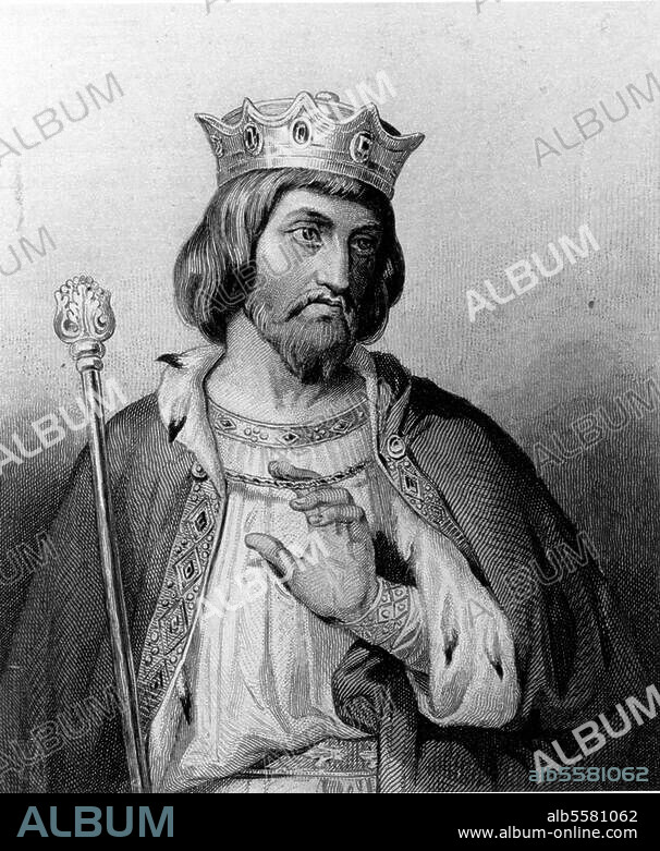 Robert II le Pieux, roi de France. (996-1031) ; vers 970 - Melun 20.7.1031. Portrait. Grav. sur acier, 1845, de Delannoy d'ap. peinture, vers 1837, de Merry-Joseph Blondel (1781-1853). In : Ch. Gavard, Galeries Historiques de Versailles.