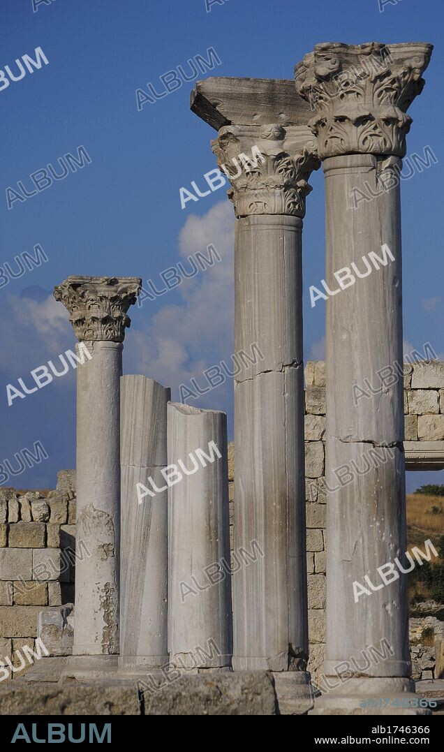 UCRANIA. Antigua colonia griega de QUERSONESO, fundada en el siglo VI a. C. Vista general de las ruinas de la basílica. Alrededores Sebastopol. Europa Oriental.