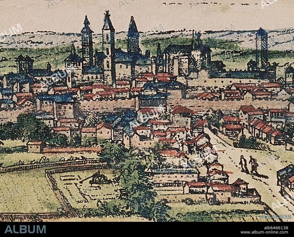 GEORG BRAUN 1541-1622 / FRANS HOGENBERG. CIVITATES ORBIS TERRARUM - DETALLE DE VALLADOLID - GRABADO - SIGLO XVI - CONJUNTO Nº 3061.