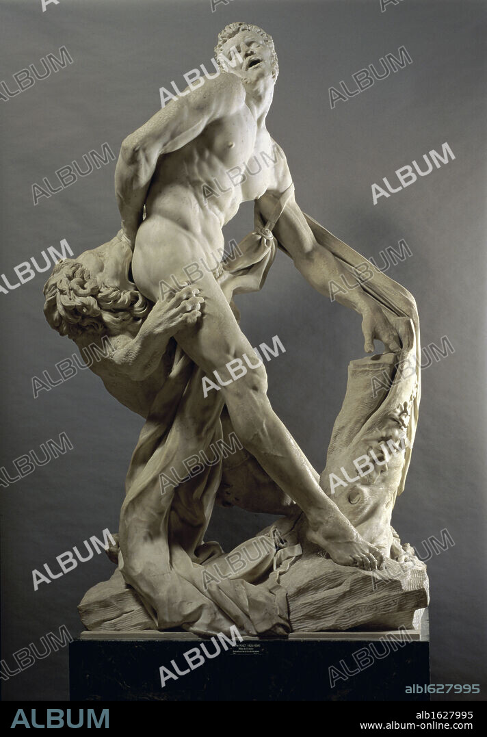 PIERRE PUGET. MILO OF CROTONA MILON DE CROTONE MARBLE Puget, Pierre 1620 d1694 French Musee du Louvre, Paris.