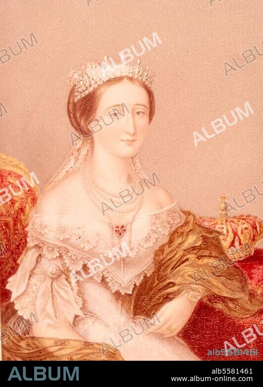 Eugenie, Kaiserin der Franzosen. (Napoleon III.), Granada 5.5.1826 - Madrid 11.7.1920. Porträt. Farblithographie, unbez. Paris, Musée Carnavalet.