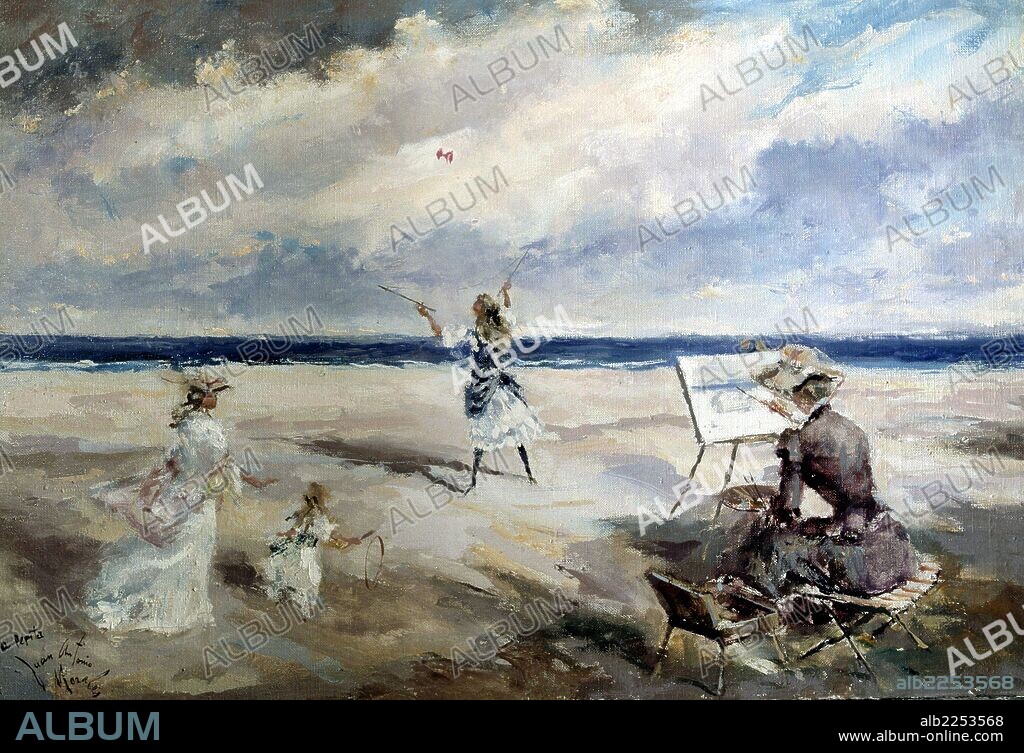 MORALES JUAN ANTONIO. MORALES , JUAN ANTONIO. PINTOR ESPAÑOL. " FRENTE AL MAR " , OLEO SOBRE LIENZO. COLECCION DEL AUTOR.