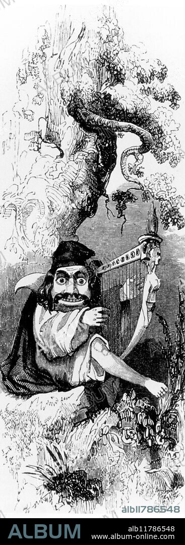 Minstrel dwarf - From THE BOOK OF BRITISH BALLADS: edited by S.C. Hall (Henry G. Bohn, London, 1853).