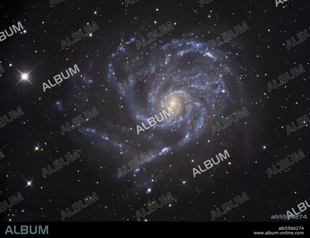 The Pinwheel Galaxy, also known as Messier 101 or NGC 5457, is a face-on spiral galaxy in the constellation Ursa Major.