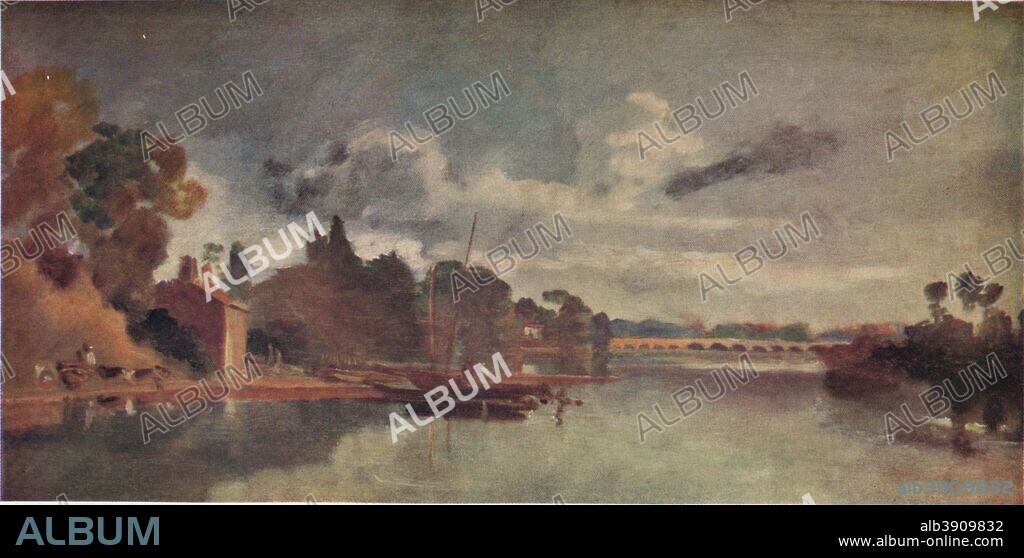 The Thames near Walton Bridges, 1805. After an original oil paint on mahogany veneer by Joseph Mallord William Turner (1775-1851). Original housed in the Tate, London. From The Studio Volume 115 [The Studio Limited & The Studio Publications Inc., London & New York, 1938].