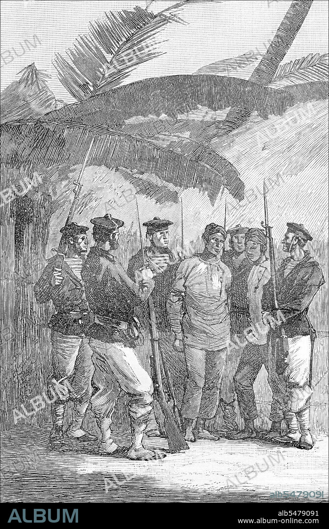 The Tonkin Campaign (French: Campagne du Tonkin) was a armed conflict fought between June 1883 and April 1886 by the French against, variously, the Vietnamese, Liu Yongfu's Black Flag Army and the Chinese Guangxi and Yunnan armies to occupy Tonkin (northern Vietnam) and entrench a French protectorate there. The campaign, complicated in August 1884 by the outbreak of the Sino-French War and in July 1885 by the Can Vuong nationalist uprising in Annam, which required the diversion of large numbers of French troops, was conducted by the Tonkin Expeditionary Corps, supported by the gunboats of the Tonkin Flotilla. The campaign officially ended in April 1886, when the expeditionary corps was reduced in size to a division of occupation, but Tonkin was not effectively pacified until 1896. The Black Flag Army (Chinese: Heiqi Jun) was a remnant of a bandit group that may have been former Taiping rebels that crossed the border from Guangxi province in China into Upper Tonkin, in the Empire of Annam (Vietnam) in 1865. They became known mainly for their fights against French forces in cooperation with both Vietnamese and Chinese authorities. The Black Flag Army is so named because of the preference of its commander, Liu Yongfu, for using black command flags.
