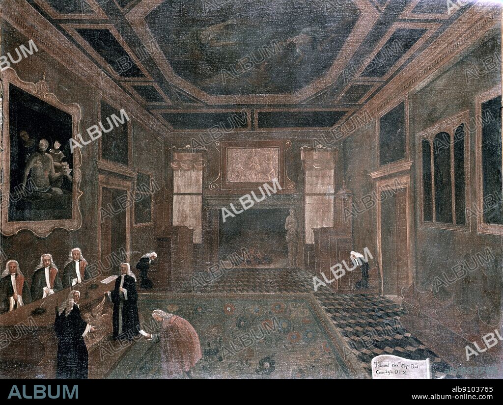 Tribunadegli Inquisition. La sala dei Tre Capi del Consiglio dei Dieci (painted in oil somewhere between 1779 and 1792). Gabriel Bella. Gall. Quenini-Stampalia. ©2006 TopFoto.