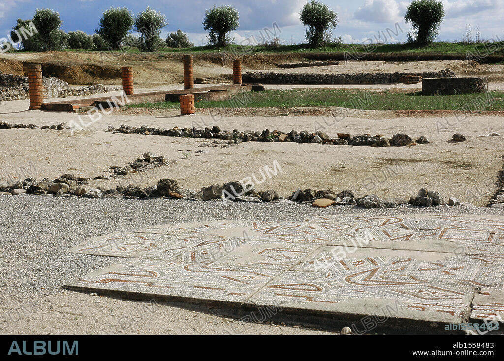 Arte Romano. Portugal. Villa de Cardilio. Siglos I-IV. Vista de las ruinas. Alrededores de Torres Novas.