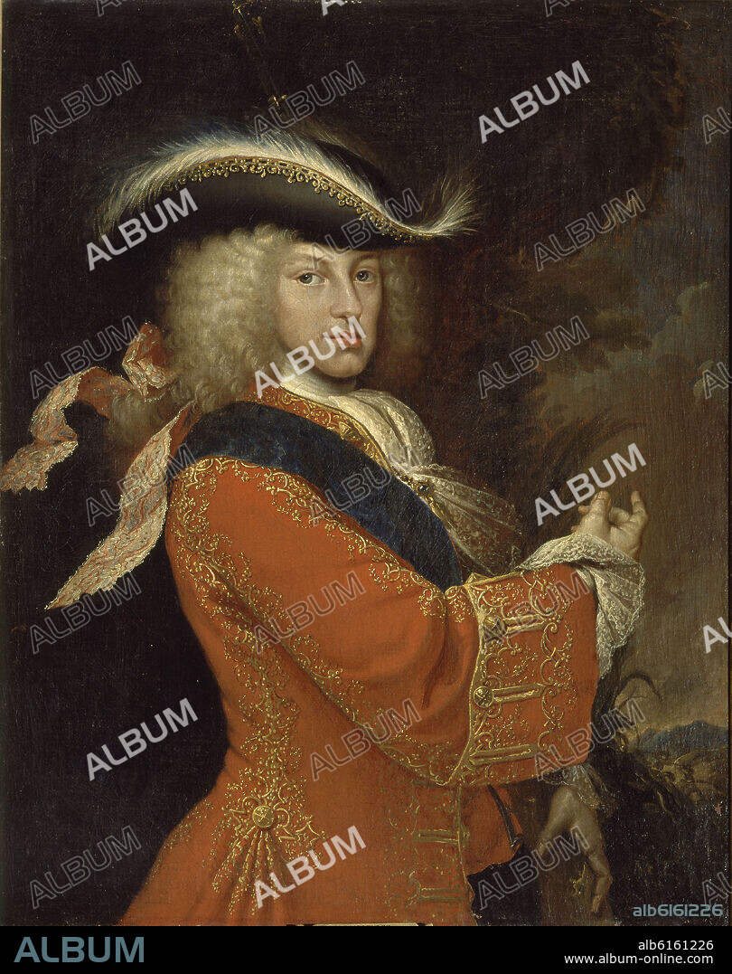 JACINTO MELENDEZ MIGUEL (1679-1731). FELIPE V VESTIDO DE CAZADOR - 1712 - OLEO/LIENZO - 105 x 83 cm - BARROCO ESPAÑOL.
