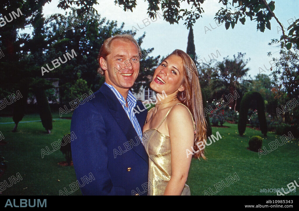 Carl Eduard von Bismarck-Schoenhausen with his second wife Celia Demaurex in the garden of Casa Vanessa at Marbella, Spain 2000.