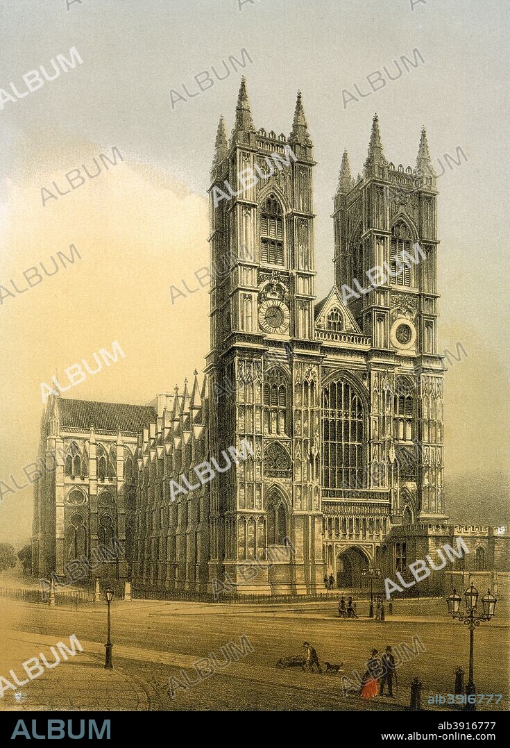 Westminster Abbey, London, c1870. A Benedictine monastery was founded on this site in the 7th or 8th century. Edward the Confessor (1003-1066) rebuilt an abbey on this site shortly before his death. William the Conqueror was crowned here on Christmas Day 1066, and it has been the setting for every English coronation since, except for those of Edward V and Edward VIII. The present building dates from 1245.