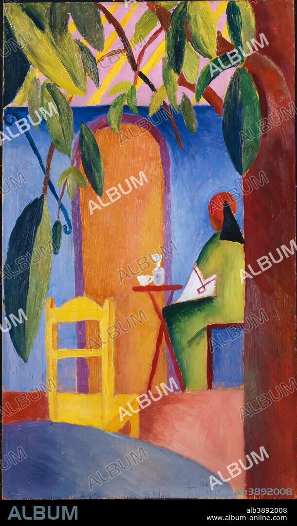 AUGUST MACKE. Türkisches Café. Date/Period: 1914. Oil on panel. Height: 60 cm (23.6 in); Width: 35.5 cm (13.9 in).