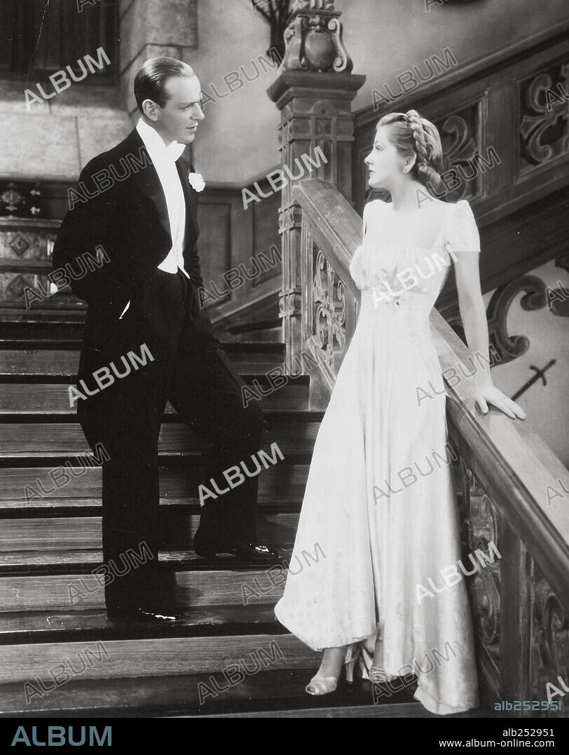 FRED ASTAIRE and JOAN FONTAINE in A DAMSEL IN DISTRESS, 1937, directed by GEORGE STEVENS. Copyright RKO RADIO PICTURES.