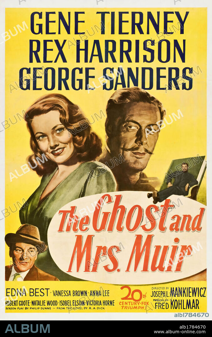 Poster de EL FANTASMA Y LA SRA. MUIR, 1947 (THE GHOST AND MRS. MUIR), dirigida por JOSEPH L. MANKIEWICZ. Copyright 20TH CENTURY FOX.