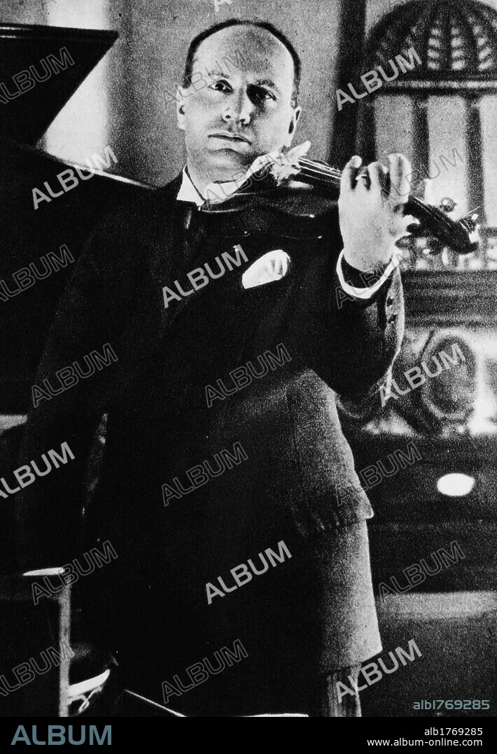Mussolini with the violin. The head of the Fascist government Benito Mussolini playing the violin. 1920s.