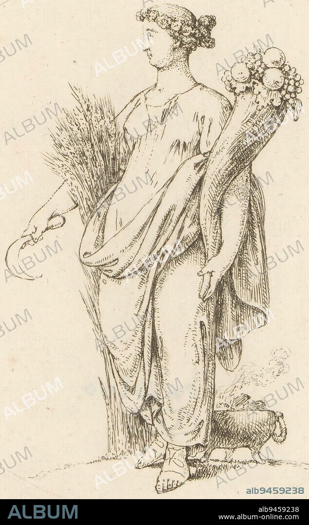 Allegory of the Year, print maker: Christian Bernhard Rode, 1788, paper, etching, h 147 mm - w 116 mm.