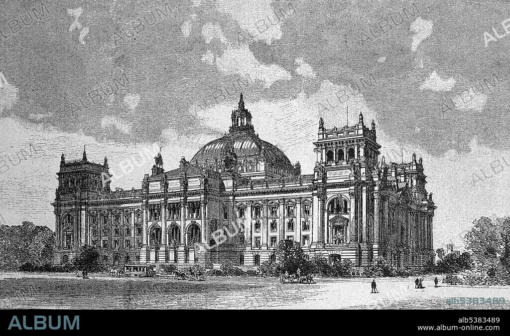 German Reichstag building in Berlin, Germany, historical picture, about 1893, Europe.