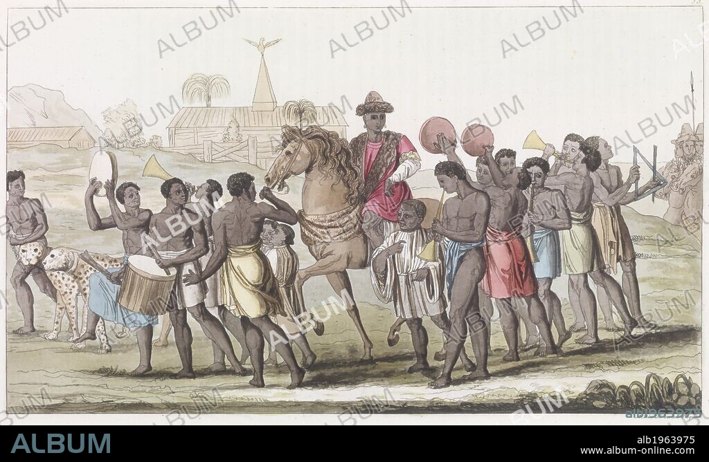 An African leader, with entourage. Il Costume Antico e Moderno ... Milan, 1816-34. An African leader, with entourage. Two Cheetahs being led on chains. Musicians. Image take from: Il Costume Antico e Moderno ...  Milan, 1816-34 . Source: 141.g.8, plate 38.