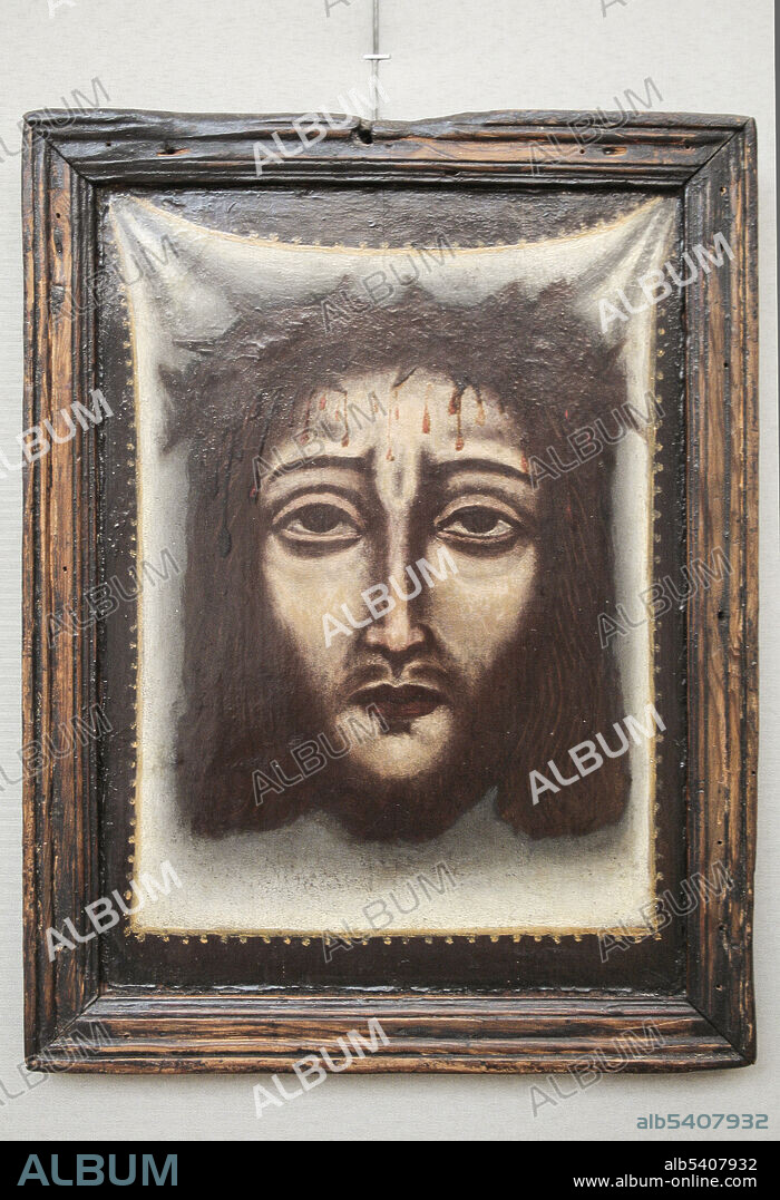 Zagreb, Croatia, Republika Hrvatska, Europe. Mimara Museum (Muzej Mimara). The Veil of veronica, Catalan School, 15th Century, Tempera on panel.