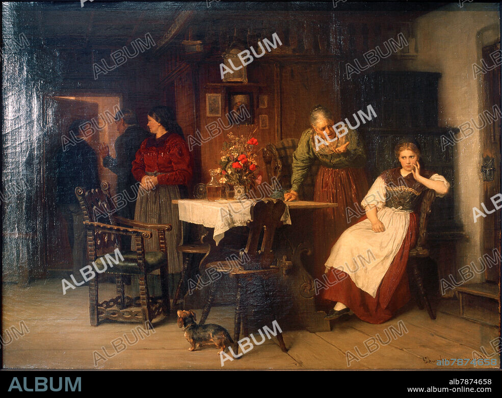 EDUARD KURZBAUER. Kurzbauer, Eduard 1840-1879. "Der abgewiesene Freier", 1870. Öl auf Leinwand, 85 x 115 cm. Inv.Nr. MGS 2455. Schweinfurt, Museum Georg Schäfer.