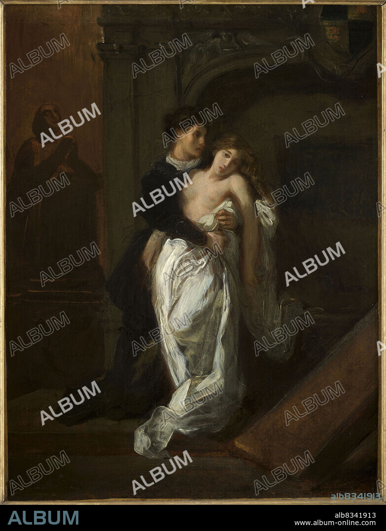 EUGENE DELACROIX. Romeo and Juliet in front of the Capulet tomb.
