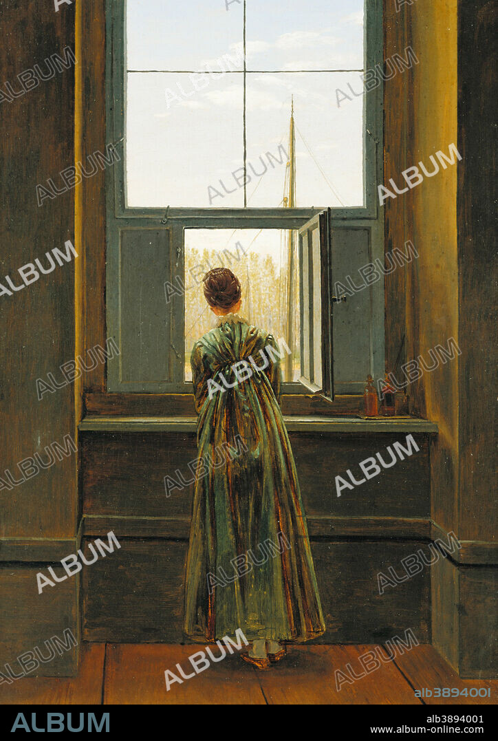 CASPAR DAVID FRIEDRICH. Frau am Fenster Woman at a Window Femme à la Fenêtre Donna alla finestra. Date/Period: 1822. Painting. Oil on canvas. 44 × 37 cm (17.3 × 14.5 in).