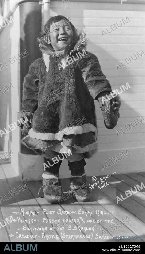 LOMEN BROTHERS. Mukpi, Eskimo girl, youngest survivor of the S.S. Karluk, between c1900 and c1930.
