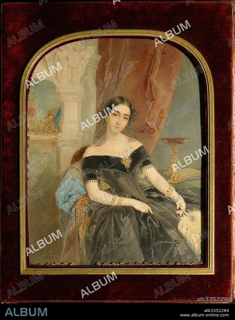 PYOTR FYODOROVICH SOKOLOV. Portrait of Leonilla Ivanovna Baryatinskaya, Princess zu Sayn Wittgenstein (1816-1918).