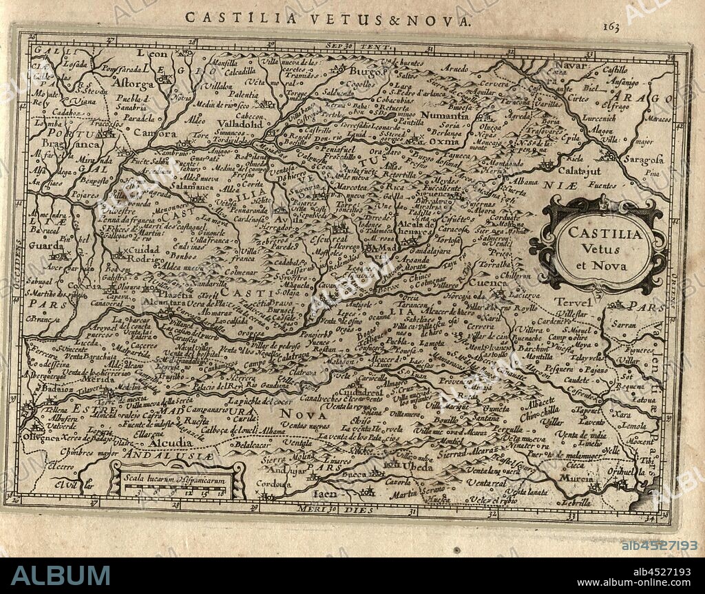 Castilia Old and New, Map of Castilla in Spain, Fig. 38, p. 163, Gerhard Mercator, Jodocus Hondius, Jansson: Atlas minor Gerardi Mercatoris. Amsterodami: ex officina Ioannis Ianssonii, MDCXXXIIII [1634].