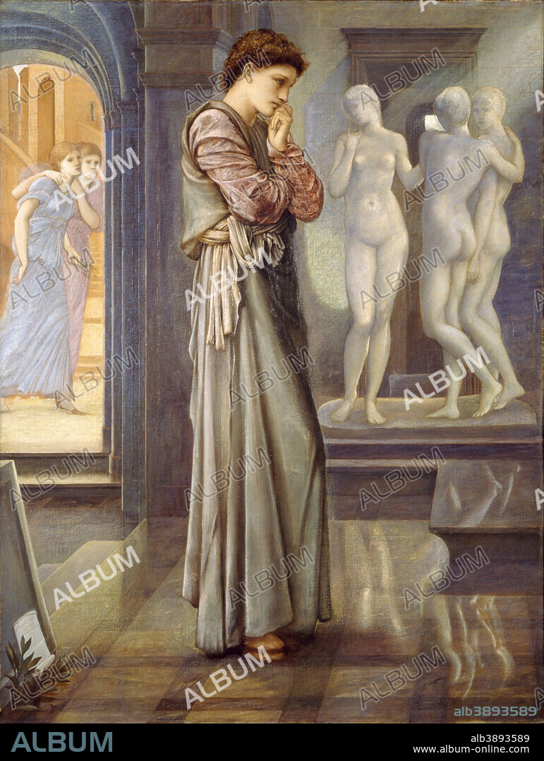 EDWARD BURNE-JONES. Pygmalion and the Image - The Heart Desires. Date/Period: 1878. Painting. Oil on canvas. Width: 763 mm. Height: 990 mm.