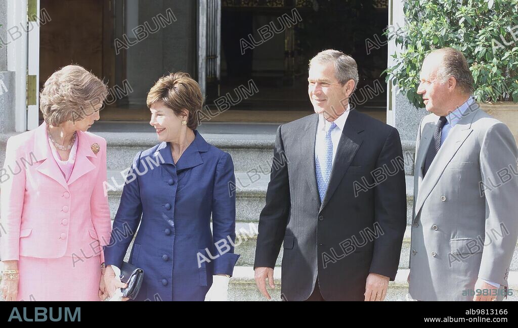 Madrid 12-6-01. Visita del presidente de Estados Unidos Bush  en el palacio de la Zarzuela con los Reyes.  Foto Jose Garcia. Archdc.