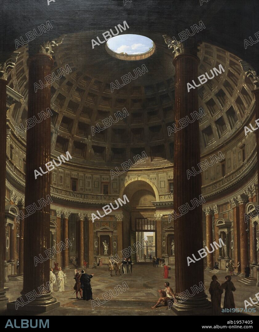 Giovanni Paolo Pannini (1691-1765). Italian painter. Interior of the Pantheon, Rome. 1706-1775. National Museum of Art. Copenhagen. Denmark.