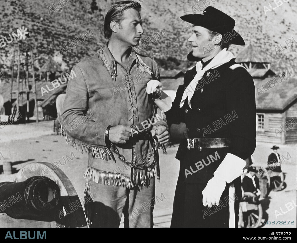 GUY MADISON and LEX BARKER in APACHE GOLD, 1963 (WINNETOU-1. TEIL), directed by HARALD REINL.