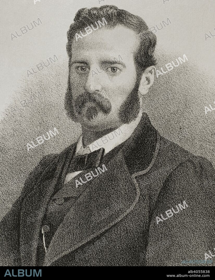 José María Rey Heredia (Córdoba, 1818-Córdoba, 1861). Filósofo y matemático. Miembro de la Real Academia de Córdoba. Dibujo por Cebrián. Retrato, detalle. Litografía. Crónica General de España, Historia Ilustrada y Descriptiva de sus Provincias. Andalucía, 1867. Biblioteca Histórico Militar de Barcelona, Cataluña, España.
