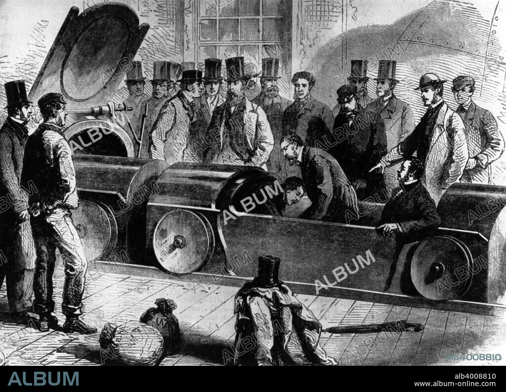 The pneumatic mail tube, 1865. In the 19th century, pneumatic tubes were used to deliver mail within, or in some cases between, buildings by means of compressed air or a partial vacuum. In London, the Post Office set up a pneumatic tube system for telegraph messages in 1853. A pneumatic mail system was set up in New York in 1897 to transport mail in bulk between sorting offices. The system involved about 27 miles of tubes, and remained in use until 1953, by which time it was the last such system in operation.
