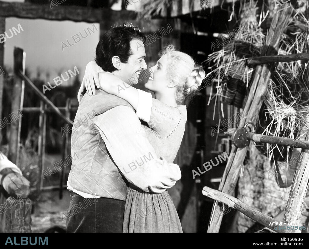DOUGLAS FAIRBANKS JR. and RITA CORDAY in THE EXILE, 1947, directed by MAX OPHÜLS. Copyright FAIRBANKS CO/UNIVERSAL.