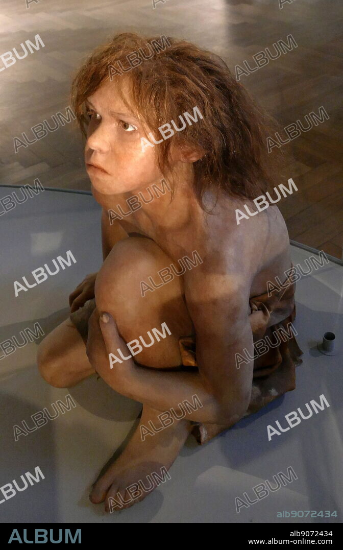 A soft tissue reconstruction of a Homo Neanderthalensis based on the skull of a Neanderthal male dating from 50,000 BC.