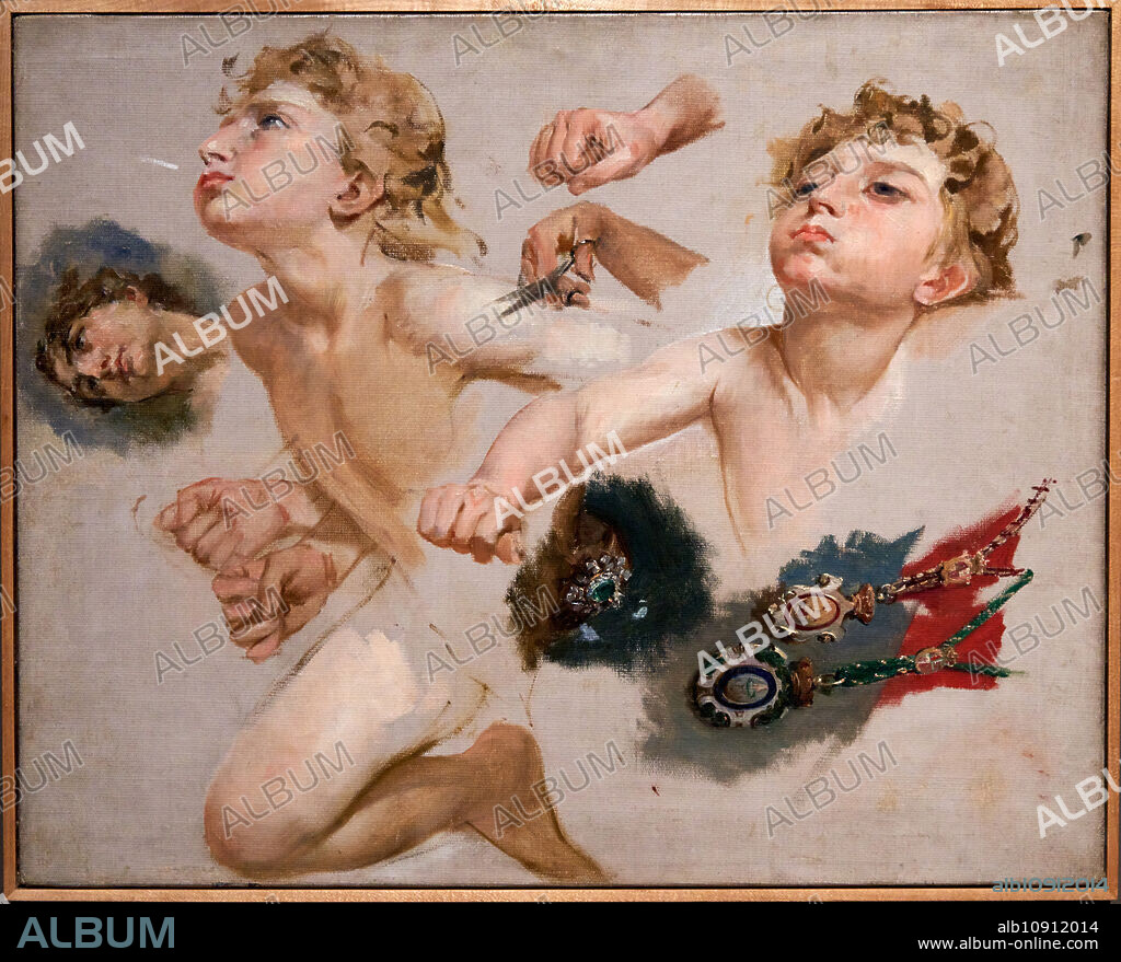 Study of Zephyrus for «The Triumph of Day over Night Preceded by Dawn», 1882, Antoni Caba. (Barcelona, 1838-1907), National Museum of Catalan Art, Museu Nacional d'Art de Catalunya, MNAC, Barcelona, Spain, Europe.