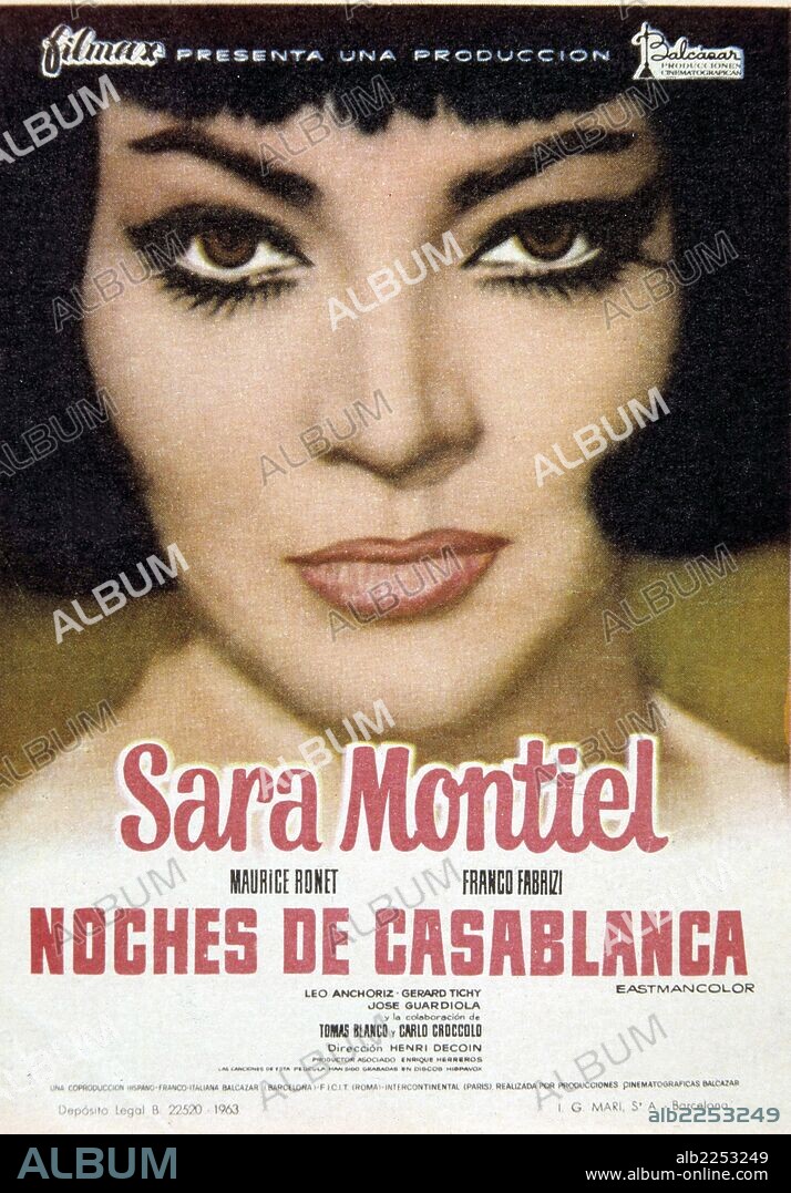PELICULA : NOCHES DE CASABLANCA , 1963. DIRECTOR , HENRY DECOIN. ACTORES , SARA MONTIEL.