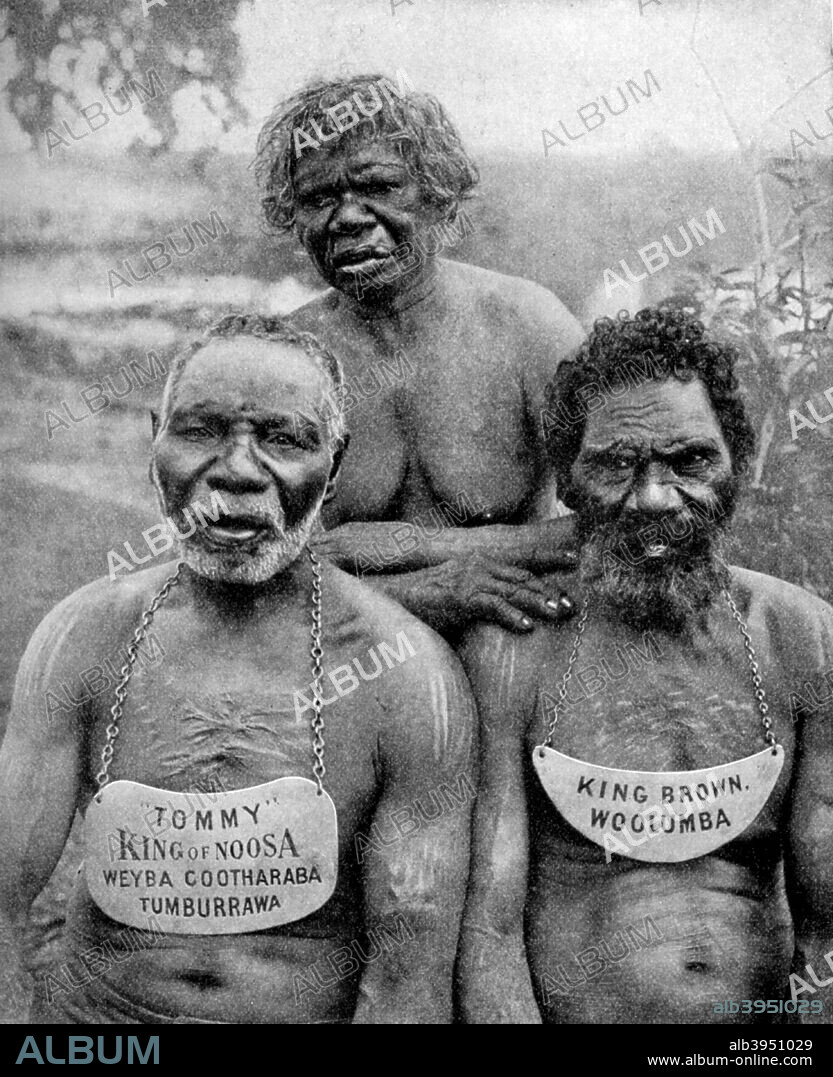 Three Aborigines from the coast tribes above Brisbane, Australia, 1922. From Peoples of All Nations, Their Life Today and the Story of Their Past, volume I: Abyssinia to the British Empire, edited by JA Hammerton and published by the Educational Book Company (London, 1922).