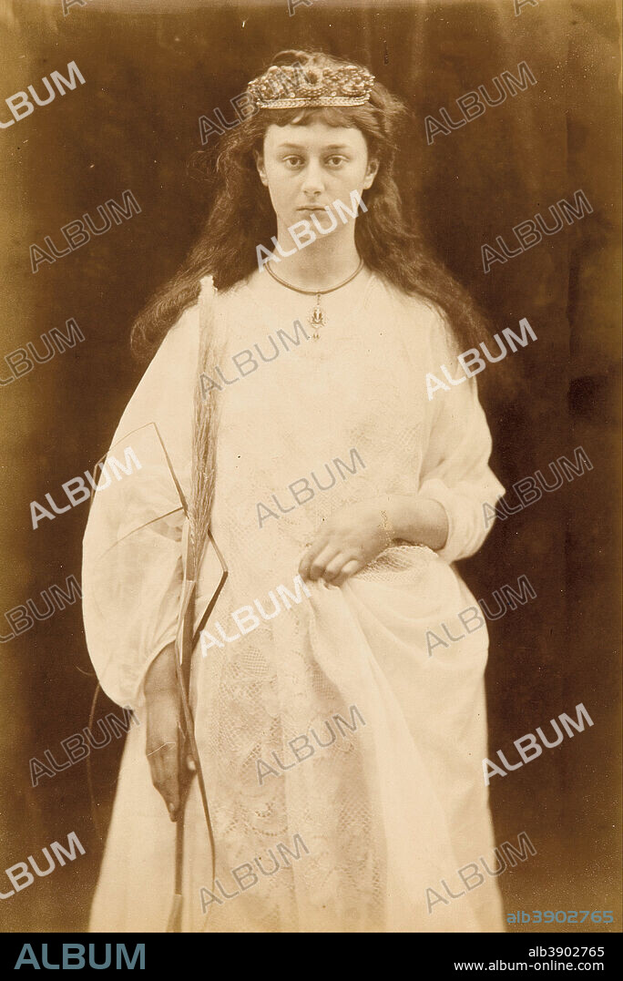 JULIA MARGARET CAMERON. St Agnes (Alice Liddell). Date/Period: 1872. Photograph. Albumen-silver photograph. Height: 33.70 mm (1.32 in); Width: 22.70 mm (0.89 in).