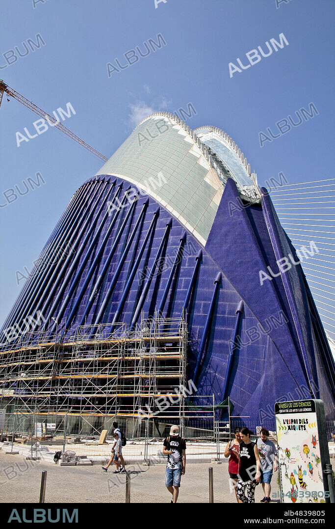 València, Comunidad Valenciana, Spain. City of Arts and Sciences. Ciutat de les Arts i les Ciències. Ciudad de las Artes y de las Ciencias. The Agorà, with work in progress.