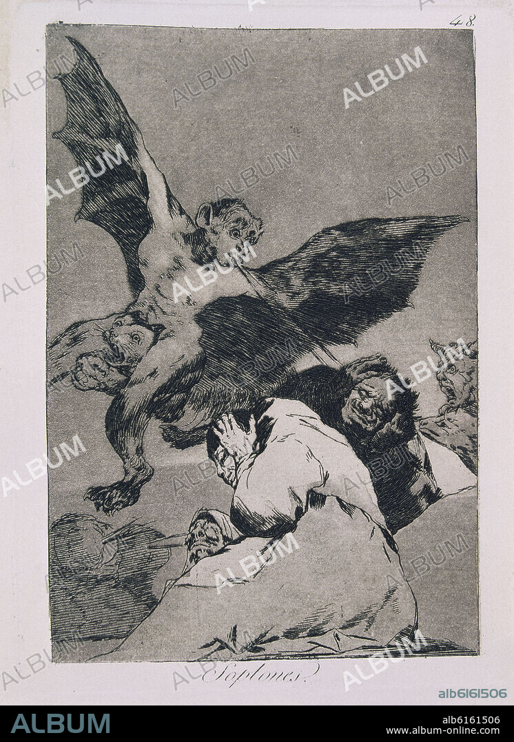 FRANCISCO DE GOYA (1746-1828). The Caprices, plate 48. 'Big gusts (Soplones)', 1799, Etching, burnished aquatint and burin on laid paper, 20,8 x 15,3 cm.